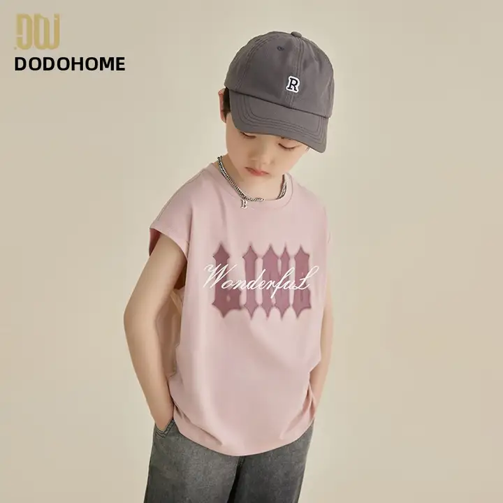 タンクトップ キッズ ボーイズ 英字プリント 薄手 ノースリーブTシャツ トップス 夏