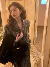 クラシック千鳥格デザインのウールコート【秋春用・大人のエレガンス・テーラードカラー】