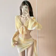 ビキニとカバーアップの水着【女性用・極上の柔らかさ・UVカット・セクシーなデザイン】（セットアップ対応）