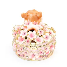 桜の柴犬デザインのジュエリーボックス【指輪やピアスの収納に最適・新婚祝いにも】
