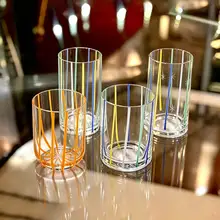 二色の流れる模様のグラス【家庭用・ウイスキー用・デザインカップ】