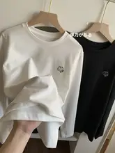 スマイルフェイスコットン長袖Tシャツ 女性 春秋 肌触りが良い シンプルで多様に合わせやすい