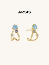 秘密の花園モチーフの耳飾り【ブルー調・軽やかで高級感のあるデザイン・女性用】