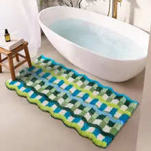 バスマット 吸水マット トイレマット 玄関マット 厚手 滑り止め 変形 洗濯機洗い可能 ビビッドグリーン