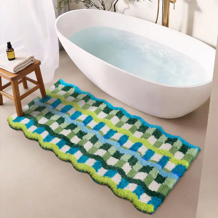 バスマット 吸水マット トイレマット 玄関マット 厚手 滑り止め 変形 洗濯機洗い可能 ビビッドグリーン