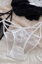フランス風レースデザインの低腰女性用下着【快適・透かし編み・リボン付き】