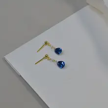 宝石のようなブルー水滴ジルコンパールのイヤリング【925シルバー製・ヴィンテージスタイル・エレガント】