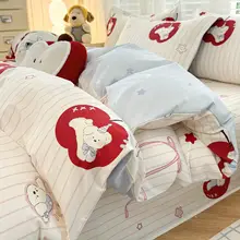 新疆産100%コットン布団カバー【ベッド用・学生寮向け・シーツ付き・寝具】（セットアップ対応）