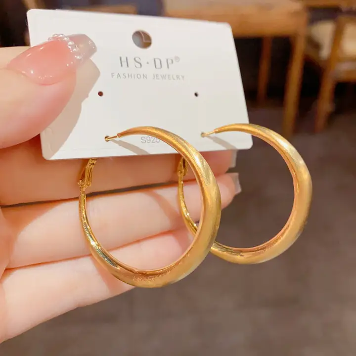 洗練されたデザインのラウンドフープイヤリング【S925シルバー針・シンプルスタイル・女性用】