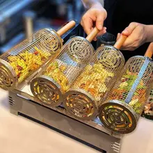 ステンレス製バーベキューグリル【ロールタイプ・スモーク用・円形】