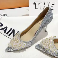 美しいクリスタル装飾のウェディングシューズ【新婦用・疲れにくい・ハイヒール】