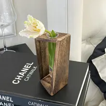 インスクリエイティブ無垢材水耕栽培 花瓶 装飾フィギュア