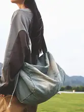 大容量トラベルバッグ【レトロデニム・軽量・斜めがけ・通勤用】