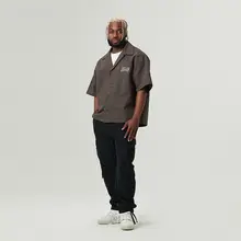 SLAMBLE CLO. メンズ ボーリングシャツ【コットン100%・ショートスリーブ・無地・カジュアル】
