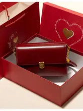 GXFMOD レディース ヴィンテージスタイル 本革 ショルダーバッグ【赤色・結婚式用・小型】
