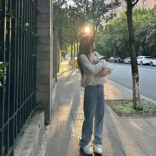 クラシックなストレートカット女性用春のルーズデニムパンツ【ヴィンテージスタイル・春夏用】