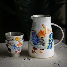 持つカップ コーヒーカップ 家庭用食器 陶器 手描きデザイン感