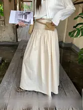 高腰デザインの白いフレアスカート【通勤・Aライン・春夏用】（セットアップ対応）
