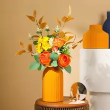 北欧スタイル造花セット【ガラス花瓶付き・リビング・ダイニング用インテリア】