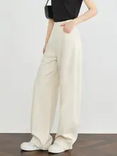 ホワイトリネンバナナパンツ【高腰・ロング・薄手・横幅に余裕】（セットアップ対応）