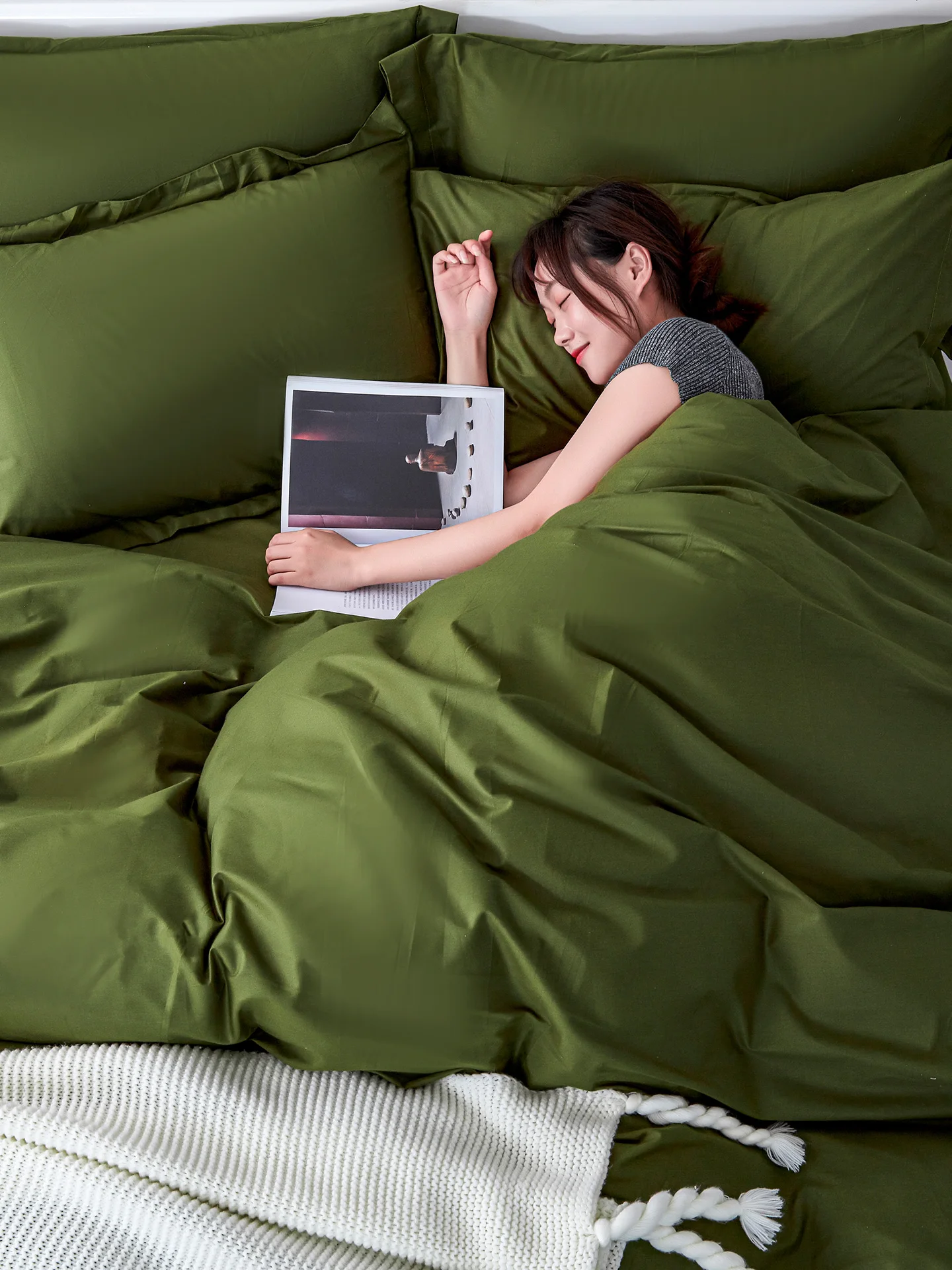 ミリタリーグリーンのコットン製シングル布団カバー【全棉・一人用】 おうち時間を豊かにするおすすめアイテム