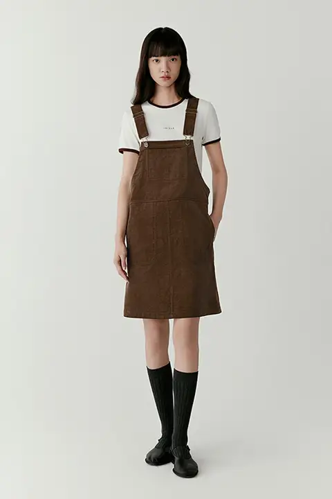春用コットンツイルサロペットスカート【女性用・軽やかなデザイン】