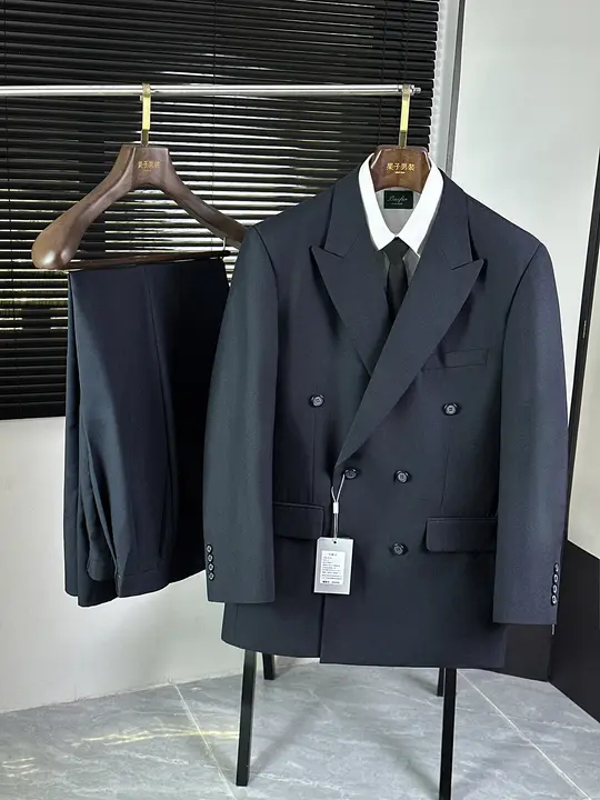 フィット ウールダブルブレストスーツ【ビジネス対応・ジャケットとパンツのセットアップ】（セットアップ対応）