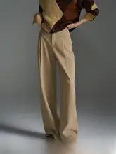 横開きポケット付き カジュアルストレートパンツ【秋用・通勤・極簡デザイン】