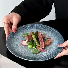 高級感あふれる和風 牛排皿【セラミック製・創造的デザイン・パスタやデザートにも最適】