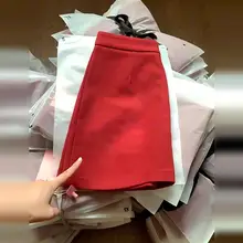 春用レディース赤いハイウエストAラインスカート【上品なデザイン・小柄向け・タイトシルエット】