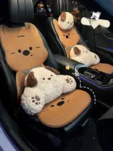 通気性に優れたリネン製カートゥーンデザインの車用シートクッション【夏用・女性向け・快適な座席カバー】