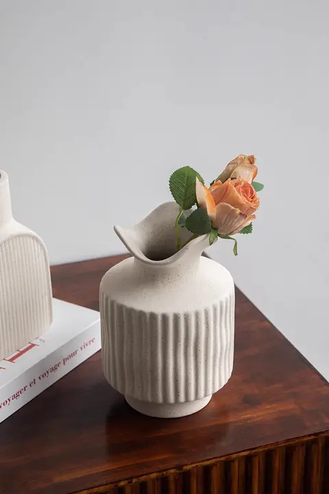 花瓶 素焼き 陶器 シンプル おしゃれ ヴィンテージ リビング インテリア オブジェ 「Tlife Simple」