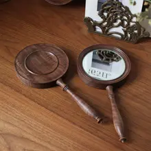 ウォールナット製ハンドヘルドミラー【携帯用・化粧用】
