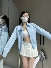 感ある刺繍付きジャケット【ライトブルー・短丈・女性用】