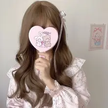 ロリータ風 ロングカールウィッグ【ナチュラルバング・リアルスカルプ・フルウィッグ】