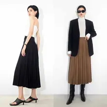 ウエストベルト付きプリーツスカート【Aライン・通勤用・女性用・中長丈】（セットアップ対応）