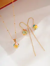 虹色キャッツアイストーンのネックレスとイヤリングのアンサンブル【ユニークで美しいデザイン】（セットアップ対応）