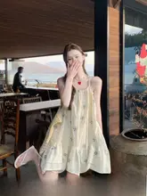 刺繍デザイン キャミソールワンピース【夏用・ゆったり・フランス風・ショート丈】（セットアップ対応）