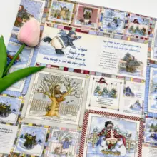 デザイナーによるスノーマンデジタルプリントのコットン平布【手作りDIY・幅広・多用途】