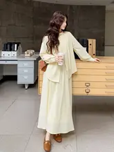 黄色の感漂う秋のセットアップスカート【カジュアルシャツ・フレアスカート・エレガントデザイン】（セットアップ対応）