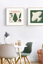 北欧風 森の動物 デコレーションアート【うさぎ・子供部屋・カートゥーン・緑色】