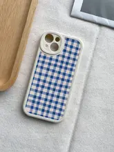レトロストライプチェックのグリーンスマホケース【iPhone対応・防衝撃・全包型】