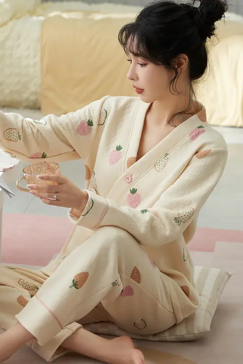 秋冬用 妊婦パジャマ【厚手・保温・授乳対応】（セットアップ対応）