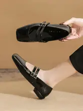 低ヒールシルバー・マリジェンヌシューズ【フラット・スクエアトゥ・ビジネス向け】