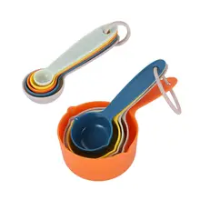カラフルな厚手計量スプーンとカップ【目盛り付き・キッチン用・ベーキングツール】（セットアップ対応）
