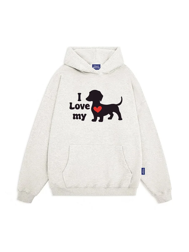 犬のプリント入りパーカー：フード付きカジュアルスタイルの実用性とデザイン分析