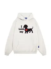 犬のプリント入りパーカー【フード付き・カジュアル・スタイル】