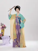 華やかな中国風デザインの改良漢服上襦と雪崩帯付きチュニックドレ  ス【雪紡素材・ストラップ付き】（セットアップ対応）