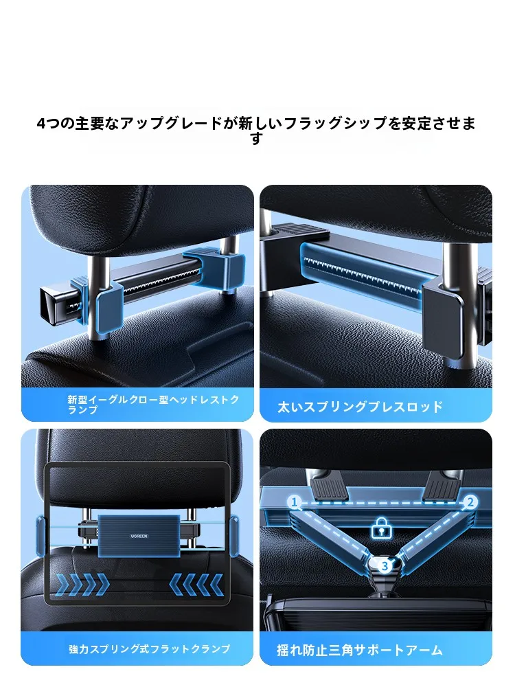車載タブレットホルダーLP788：後部座席用iPad対応の安定性と通勤シーンでの実用性