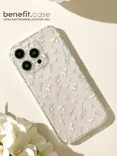 やわらかなピンクの花柄iPhoneケース【シンプルで可愛い・透明シリコン・iPhone対応】